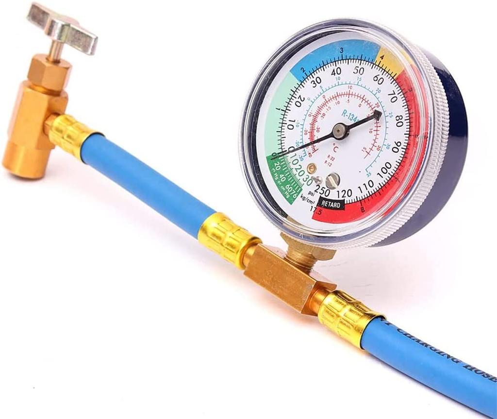 NEFUSI Car Air Conditioner Gas Charge Hose with Meter Car