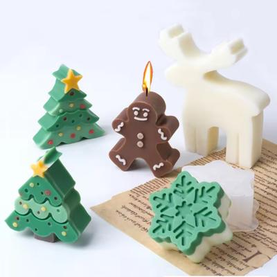 Christmas Tree Snowflake Silicone Candle Mold DIY Xmas Ornaments Making Soap Plaster Resin Casting Molds Home Decor Craft Gifts