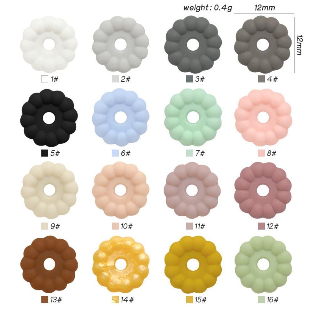50pcs Solid Color Round Silicone Beads 12mm Flower Silicone Beads For Bracelet Making