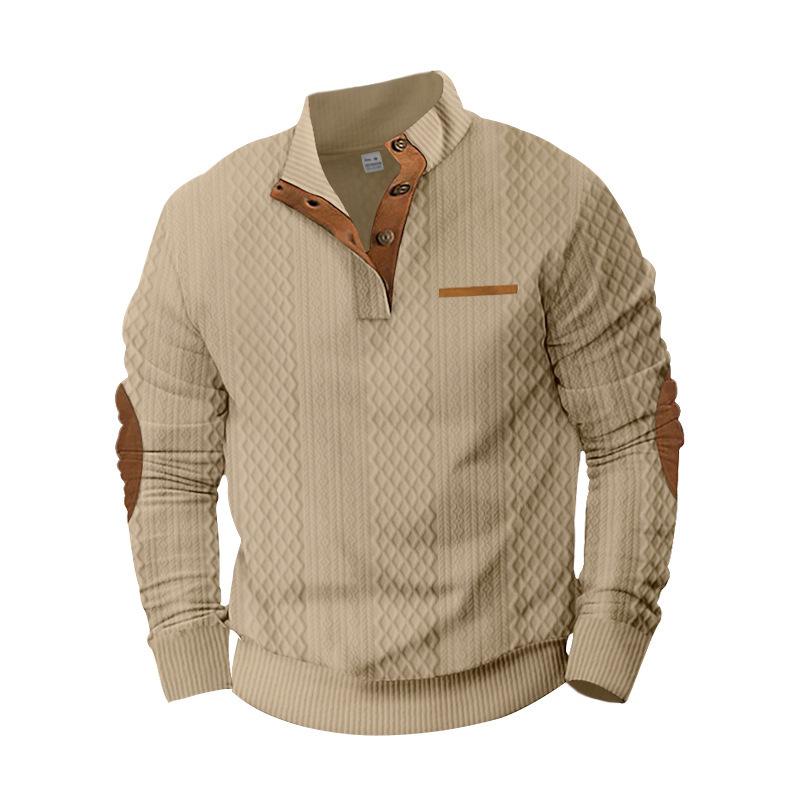

Autumn and Winter New Men s Outdoor Jacket Jacquard Plaid Casual Collar Long-sleeved Sweater Men s Tops S хаки