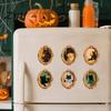 Magnetic Halloween Decorations 1/6Pcs Oval Frame Fridge Magnet, Wooden Vintage Retro Magnet Decor Refrigerator Kitchen Decoration Accessories,
