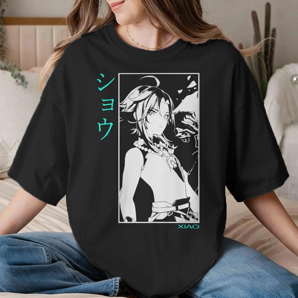 Xiao for Unisex Unisex T Shirt Genshin Impact Anime Paimon Diluc Game Vintage Tee Shirt Crew Neck TShirt Cotton Gift Idea Clothes