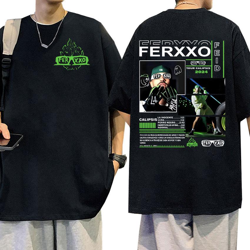 Rapper Feid Ferxxo 2024 Graphic T Shirt Mens Hip Hop Fashion High Quality TShirts Vintage Oversized Cotton Tshirt Streetwear