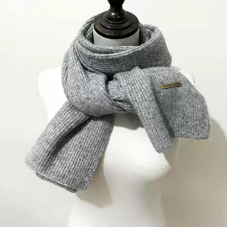 New Iron Label Wool Knitted Scarf Women's Couple Style Versatile Scarf for Men and Women Winter Small Scarf Men's Versatile