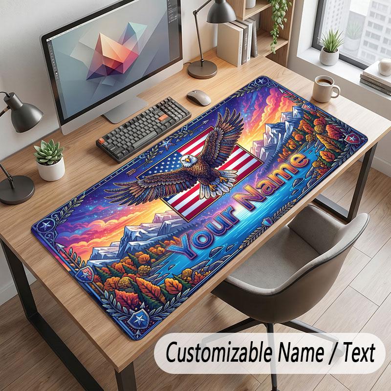 American Patriotic Theme Customized Mouse Pad Personalized Print Name Text Desk Mat For Home Office Table Decor