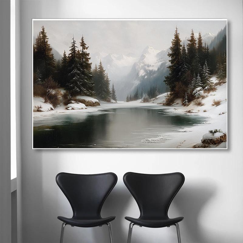 Minimal Landscape Vintage Winter Posters Tree Sketch Farmhouse Modern Prints Canvas Painting Wall Picture Home Living Room Decor