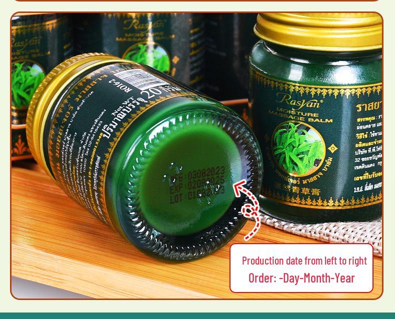 Rasyan Siam Original Thai Green Herbal Balm, 20g, Set of 3 Bottles, Authentic & Anti-counterfeit.