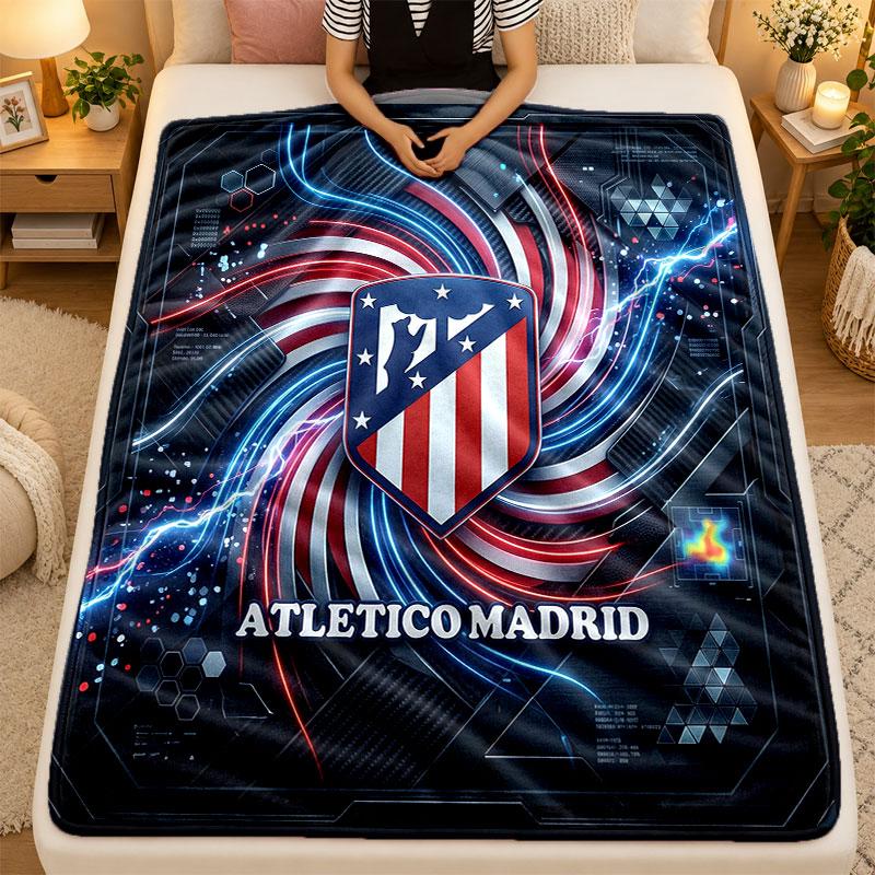 Flannel BlanketAtletico Madrid Warm Soft Throw Blanket for Indoor Sofa Bed Living Room Use