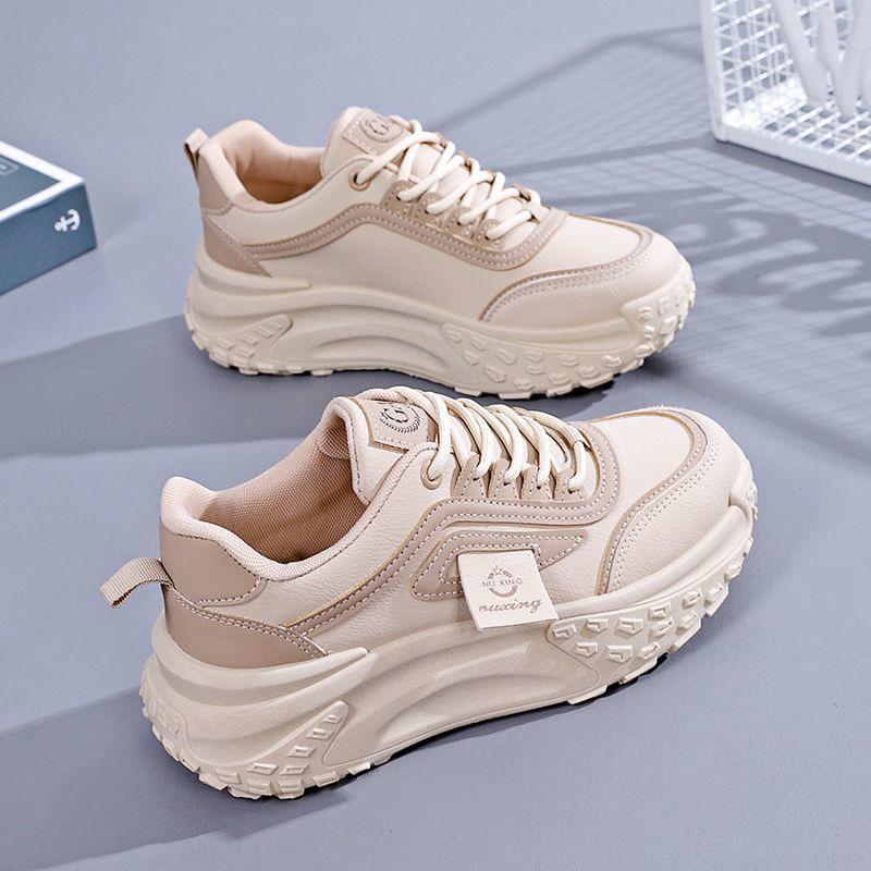 Autumn new dad shoes student leather surface platform sports increase running casual shoes tide 35