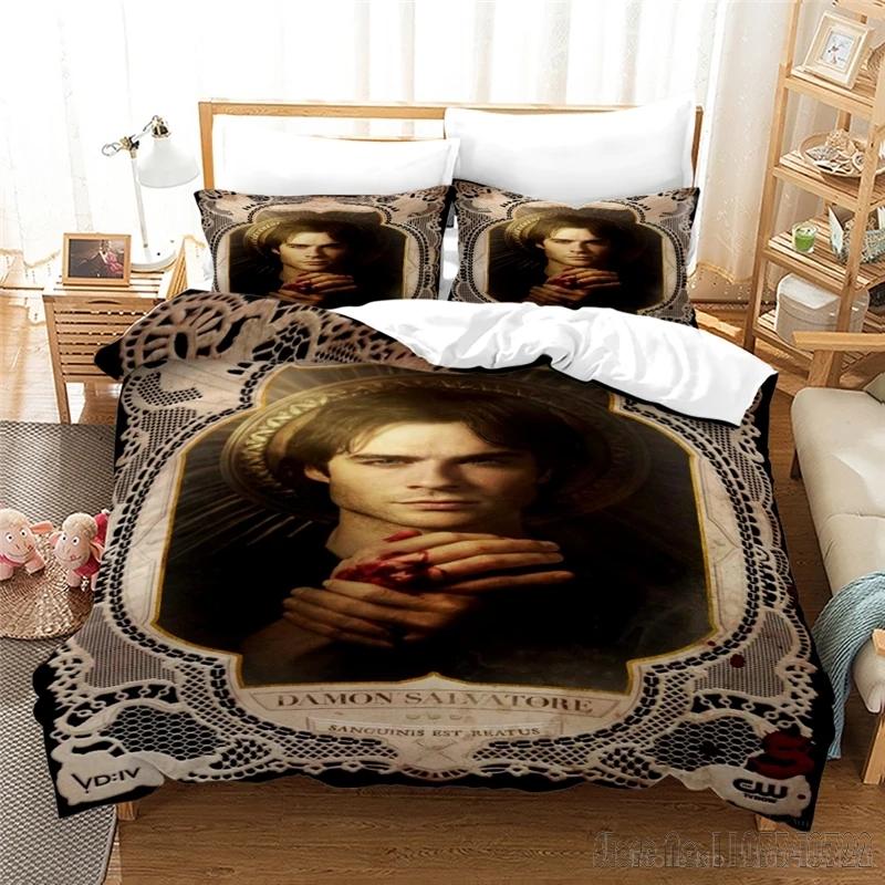The Vampire Diaries Serie TV Figlio d'Amore Set Copripiumino HD Copripiumino Biancheria da Letto per Bambini Set Biancheria da Letto Decorazione Camera da Letto