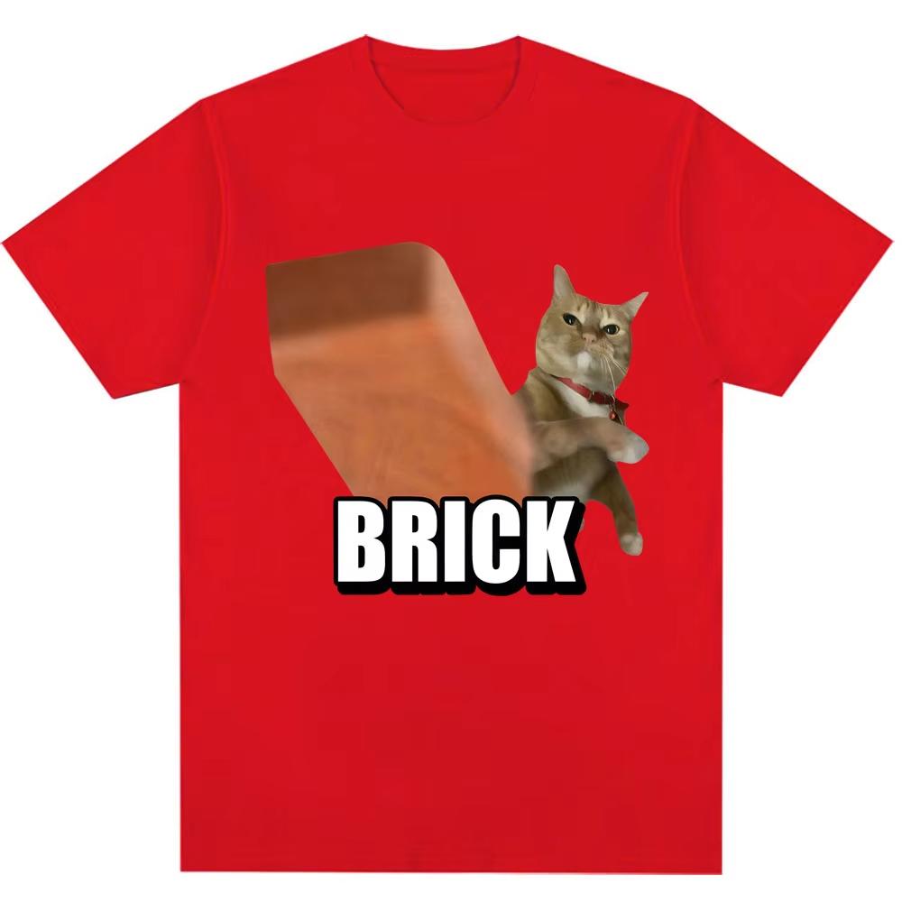

Funny Cat Throwing Brick Meme Graphic T-shirts Men Women Fashion Humor T Shirt Oversized Cotton Casual Summer T Shirt Streetwear 4XL