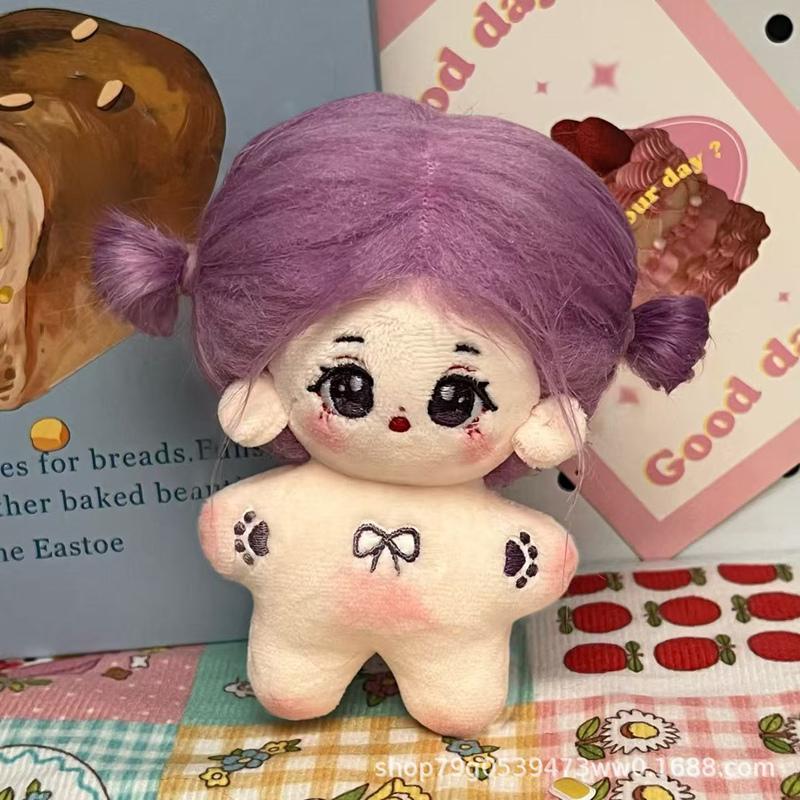 10cm Kawaii Mini Starfish Idol Doll Plush Star Cotton Dolls Long Hair Girl Bow Body Stuffed Figure Toys Plushies Toys Fans Gift