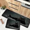 VIKAMA Tappeto Gatto Nero Grigio Resistente alle Macchie Tappetino da Cucina Zerbino Tappeto Morbido per Camera da Letto Tappeto per Soggiorno Decorazione Casa