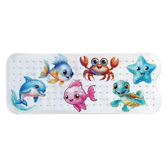Bath Mat with Drainage Holes Anti-Slip Texture Foot Massage Mat Food-Grade PVC Material 100cm B