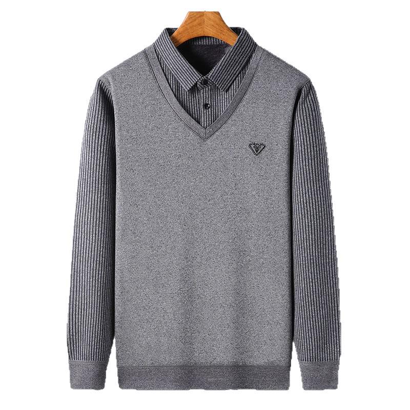 Pánské tričko se vzhledem dvoudílného kompletu s fleecovou podšívkou - Hřejivá, ležérní a pohodlná zimní základní vrstva