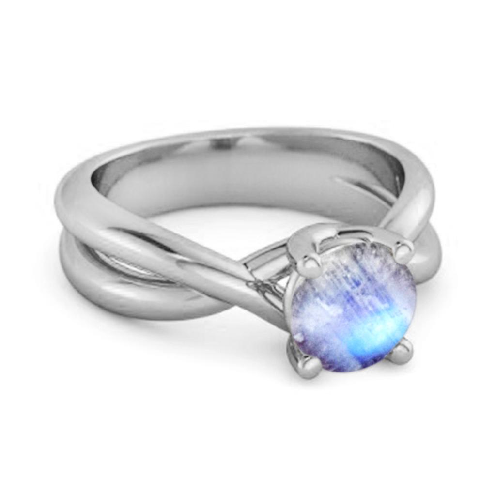 Moonstone Crisscross Band Ring - 925 Sterling Silver