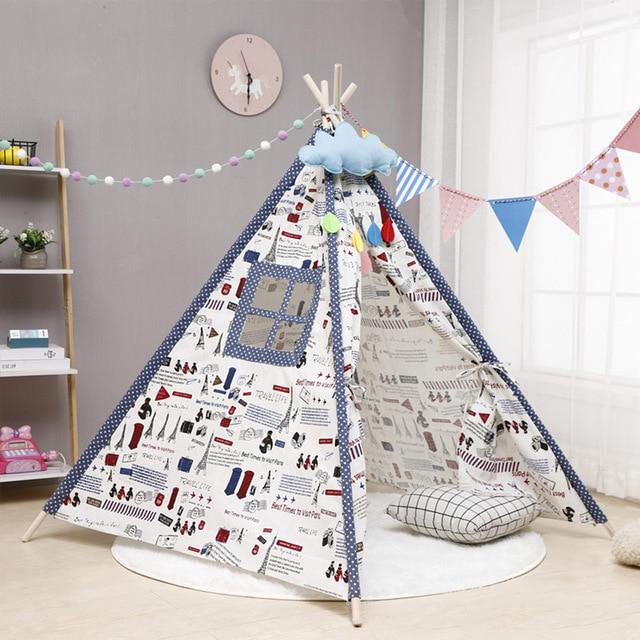 Baby Tent Child Teepee Toys Wigwam Cotton Canvas Teepee Children Tipi Play House Large Kids Tent