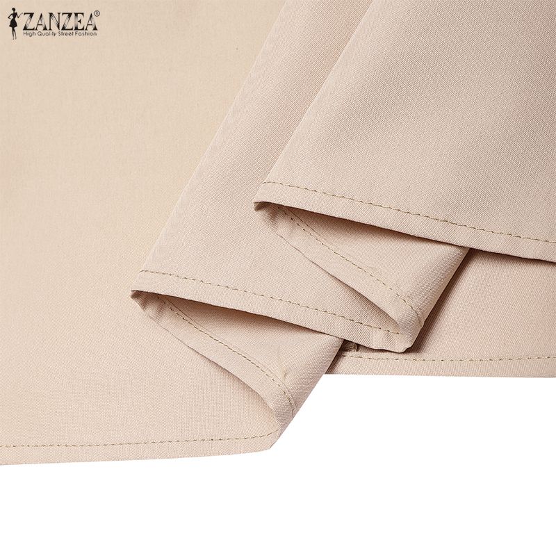 ZANZEA Lässiges, lockeres Langarmkleid für Damen mit Stehkragen