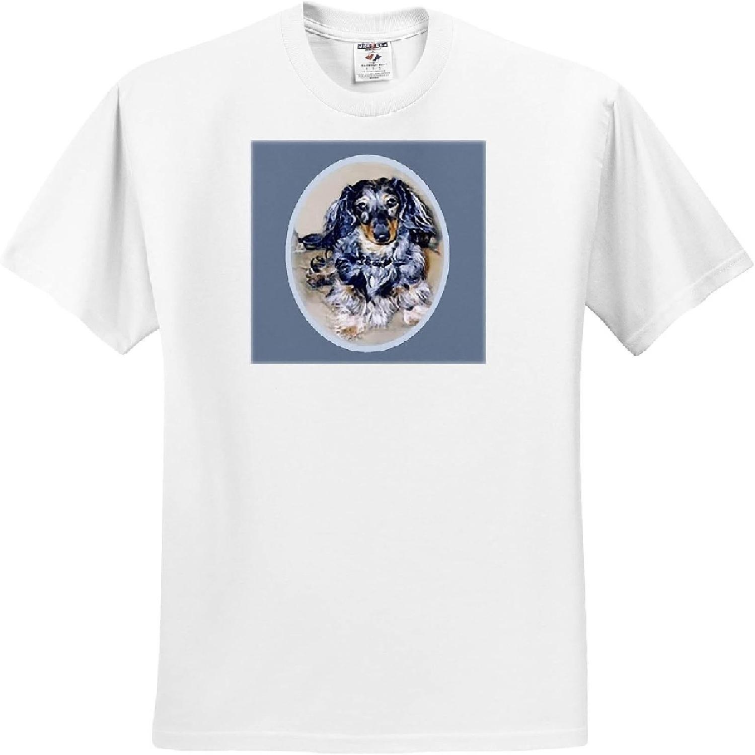 3dRose, Long Hair Dapple Dachshund, T-Shirt S