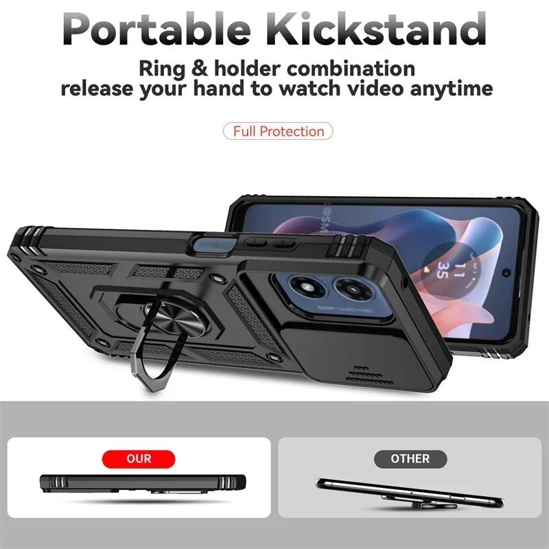 Armor Shockproof Case for Motorola edge 2024 G PLAY G STYLUS G POWER 4G 5G 2024 2023 2022 Cover Ring Holder Slide Protect Cover
