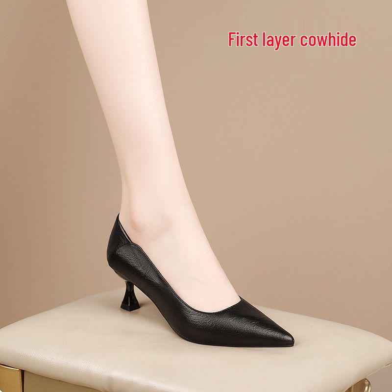 Skórzane szpilki na wysokim obcasie dla kobiet - Wygodne i profesjonalne buty na wiosnę/jesień