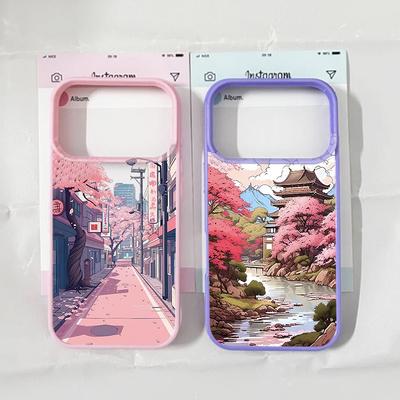 Funda de Teléfono Pintada a Mano con Paisaje de Montaña de Anime Japonés Para iPhone 17 Pro max 17 Air 17Pro 17 Resistente a Golpes Transparente Dura Fundas