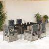 7-Cz. Gartenmöbel-Set mit Kissen, Grau, PE-Rattan