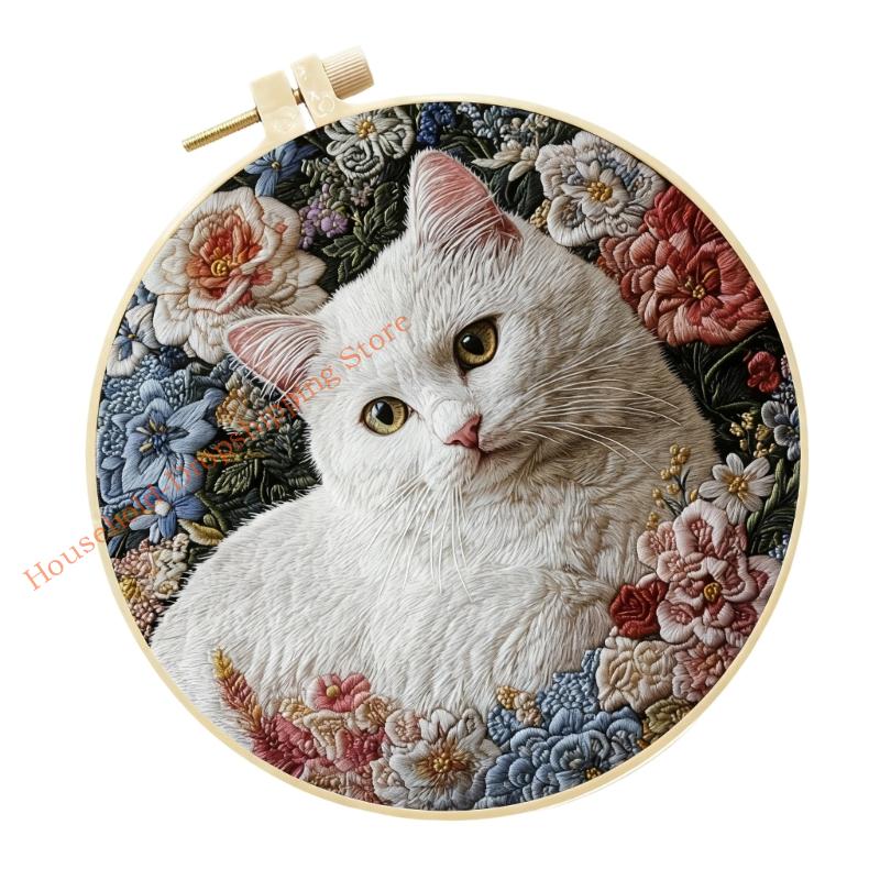 Embroidery Starter Set For Cats Lovers Featuring All Materials And For Creative Fun Home