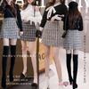 Tweed mini and check Korean mini solid stylish brushed gray Korean style size skirt, skirt, A-line, trapezoid, pencil, pattern, fashion, high-waisted,