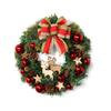 Christmas Wreath for Front Door Artificial Green Pine Needles Teardrop Swag Christmas Garland Decoration with Balls Bows Holiday Decor