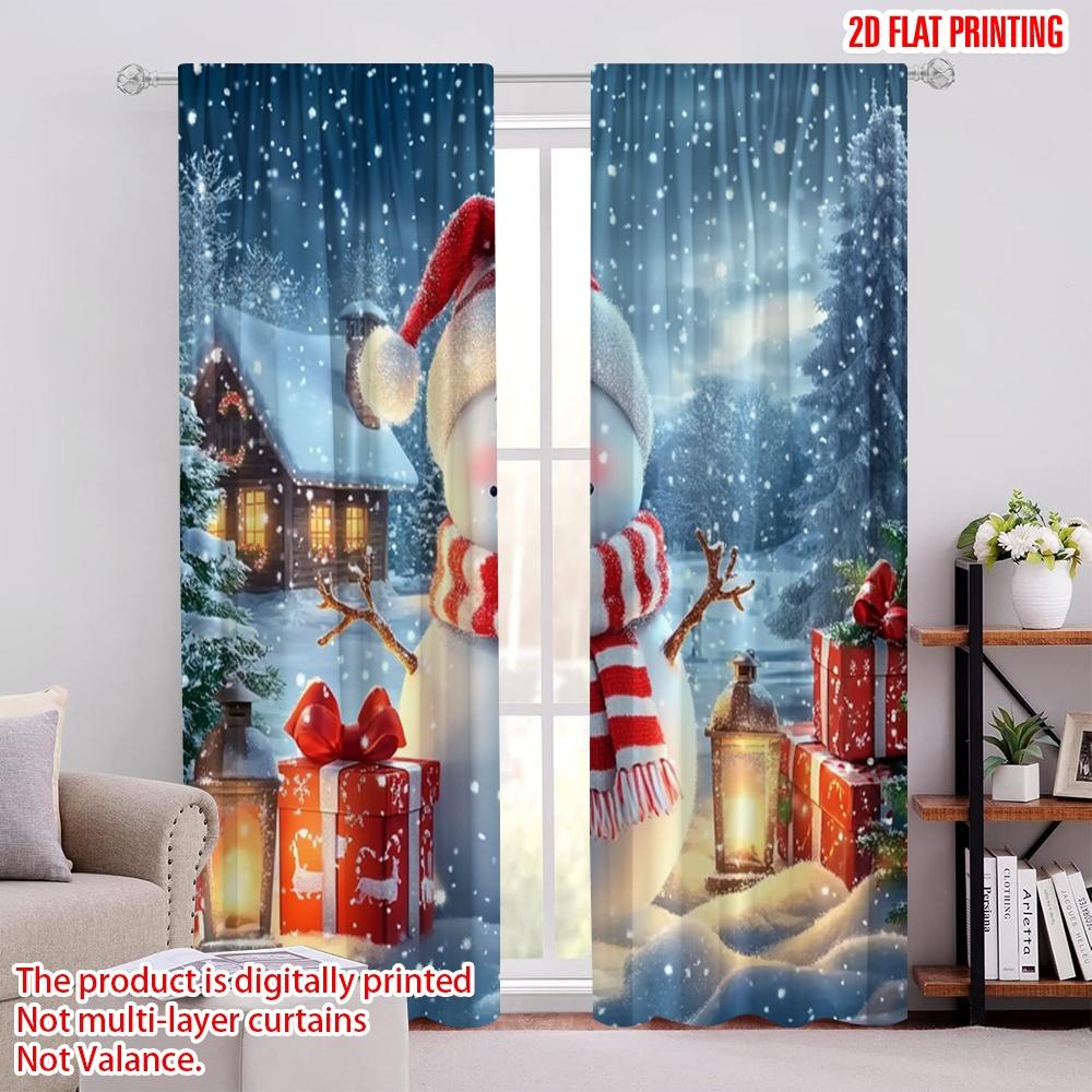 

2pcs,2D plane printing Popular Curtains Christmas Snowman Winter Holiday Gifts (3) Durable 100% Polyester Fabric (without rod) 52.50 × 116.00 cm 2 pcs
