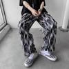 Mens Ice Tie-Dye Casual Pants American Style Thin Loose Straight Leg Hiphop Trousers