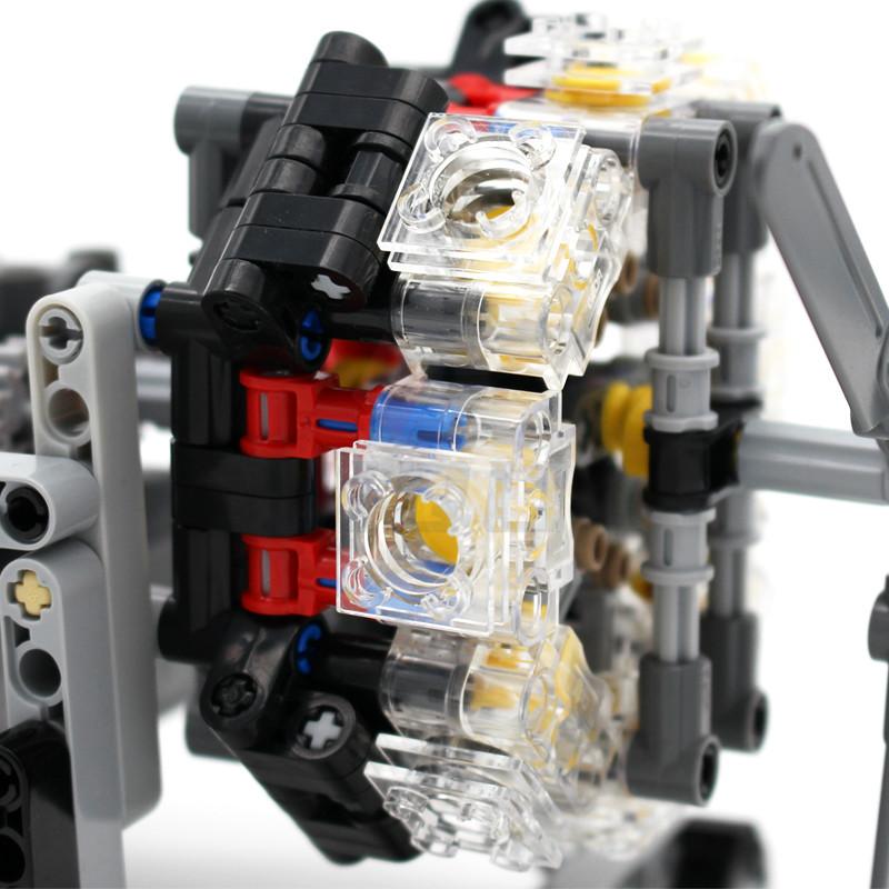 MOC High-tech 8 Cylinder Radial Engine with Small Rotor Blade Model Building Blocks Compatible with PF Set DIY Engine Bricks Toy