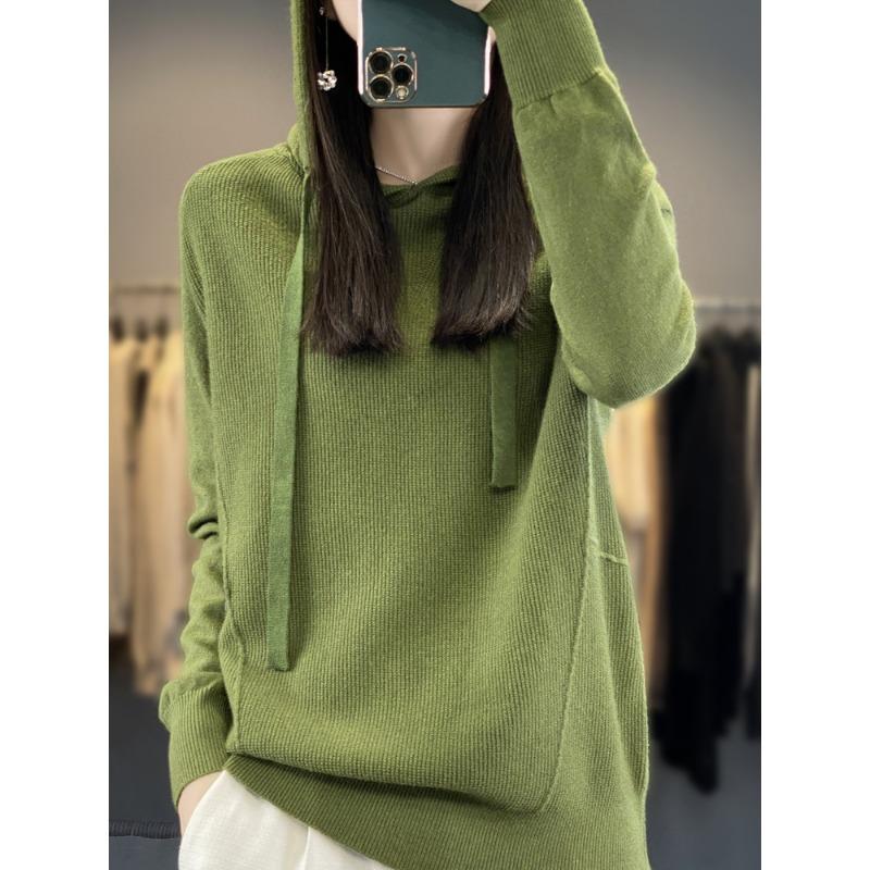 Thickened Warm Hoodie Autumn and Winter New Loose Hooded Knitted Sweater Women's Versatile Soft Waxy Sweater Jacket Tide