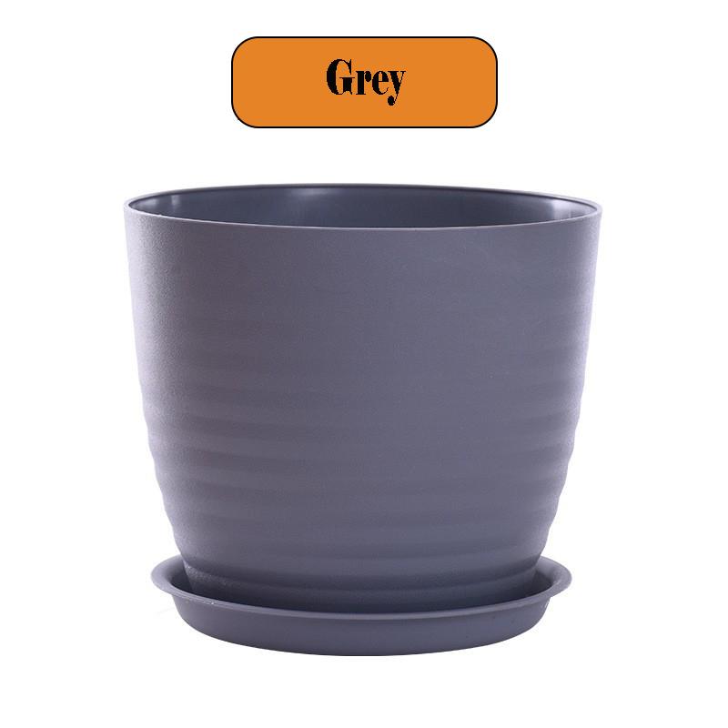 European Style Thickened Resin Flower Pot with Tray Simple Round Green Dipcorn Planting Pot