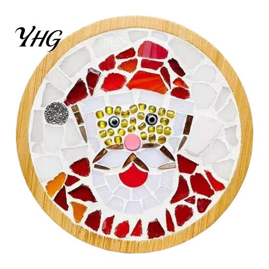 Acrylic Mosaic Tile Art Supplies Christmas Coaster DIY Kit, Festive Santa Wreath Creative Table Decorations Snowman Pattern, Craft Kit for Adults,