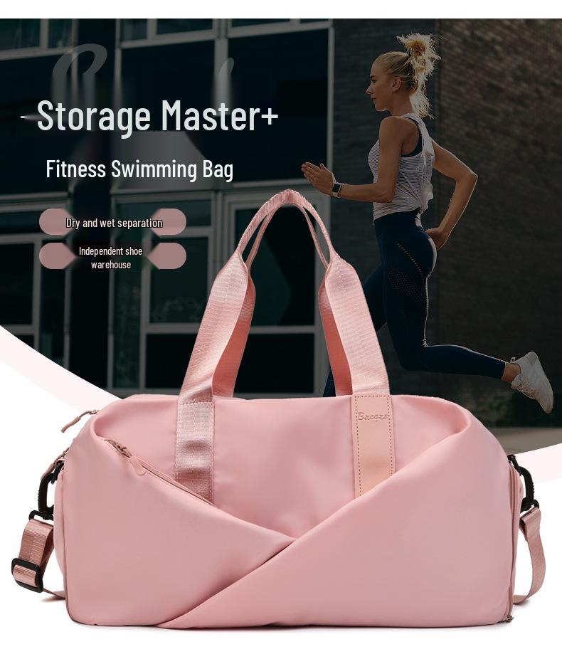 Women's Sports Gym Bag with Shoe Compartment, Wet/Dry Separation, Water-Repellent Oxford Cloth, Ideal for Yoga, Swimming, and Travel.