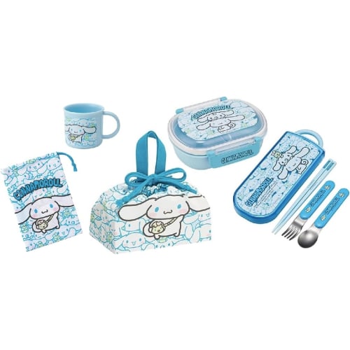 Skater Cinnamoroll 23 Ushiro/Shiro Antibacterial Dishwasher Safe Soft Lid Tight Lunch Box, Oval Shape, 360ml Trio Set (Chopsticks/Spoon/Fork), Cup, Cu