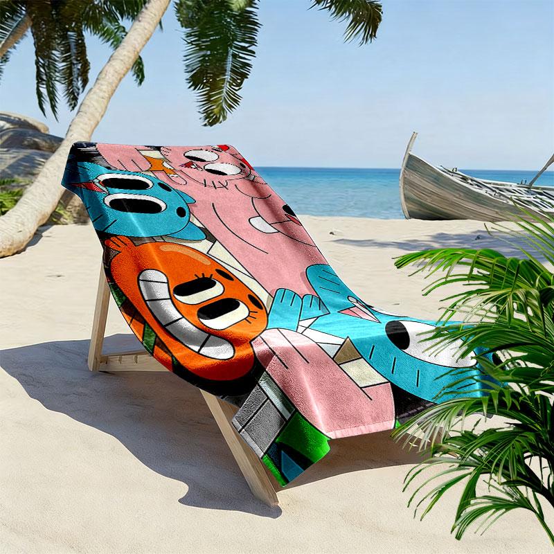 The Amazing World of Gumball Cartoon Art Print Beach Towel, Large Soft Quick Dry Towel for Beach Camping Swimming