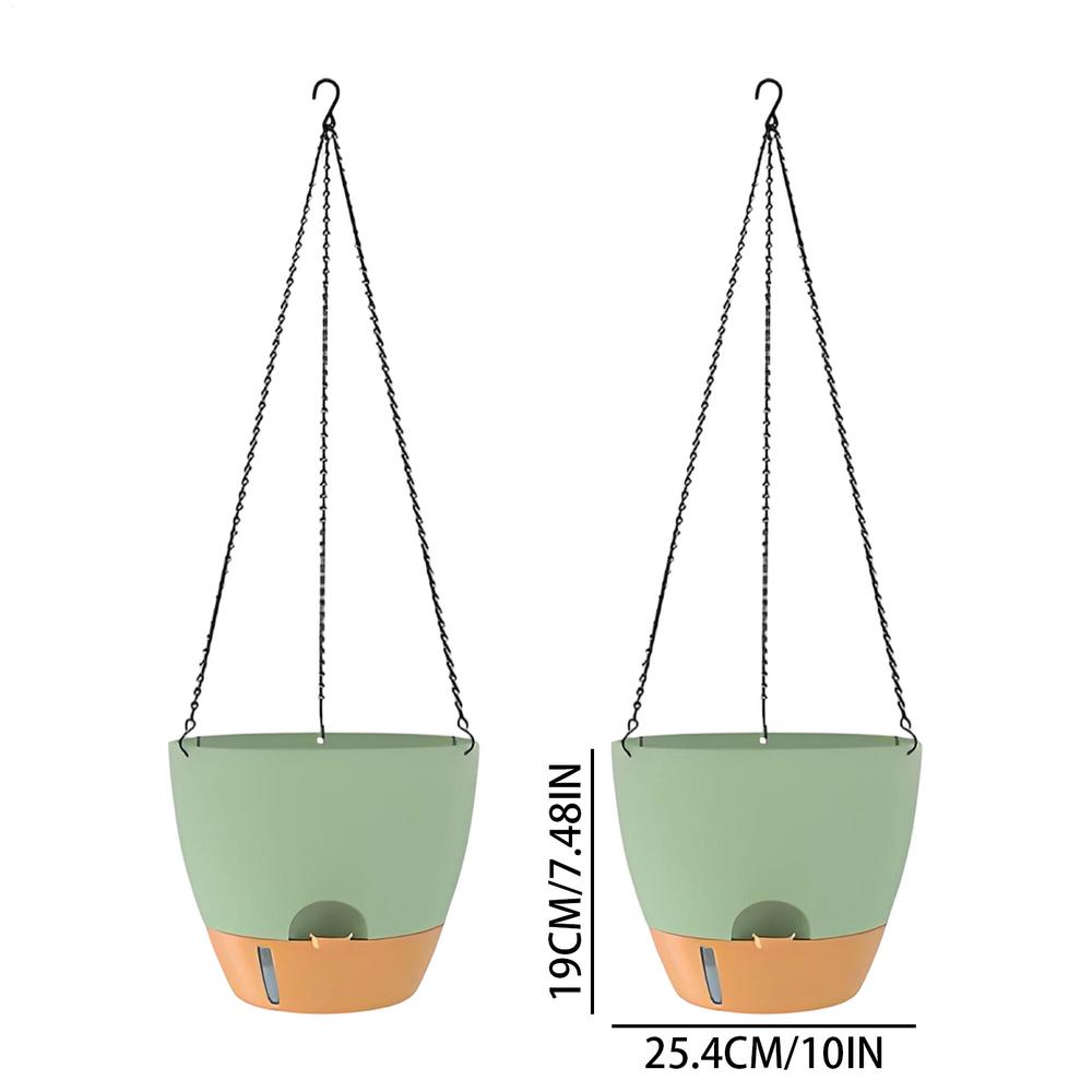 2pcs Self Watering Pots for Indoor Plants Flower Pots Planter with Drainage Holes Plant Hanger Home Office Decor