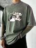 Good Cartoon Dog Cat Design Washed T Shirt Man Cotton Casual TShirt Vacation Beach Clothes Oversized Comfortable Sportswear