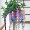 Lifelike Long Branch Artificial Flower 3 Forks 180cm Wisteria Flowers Hanging Decor Hanging Wisteria Home