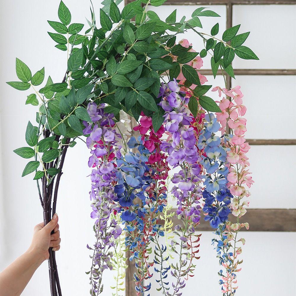Lifelike Long Branch Artificial Flower 3 Forks 180cm Wisteria Flowers Hanging Decor Hanging Wisteria Home