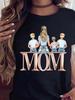 Cartoon Mother and Son Daughter Printed Women's T-Shirt Summer Casual Harajuku Mom Printed Short Sleeves