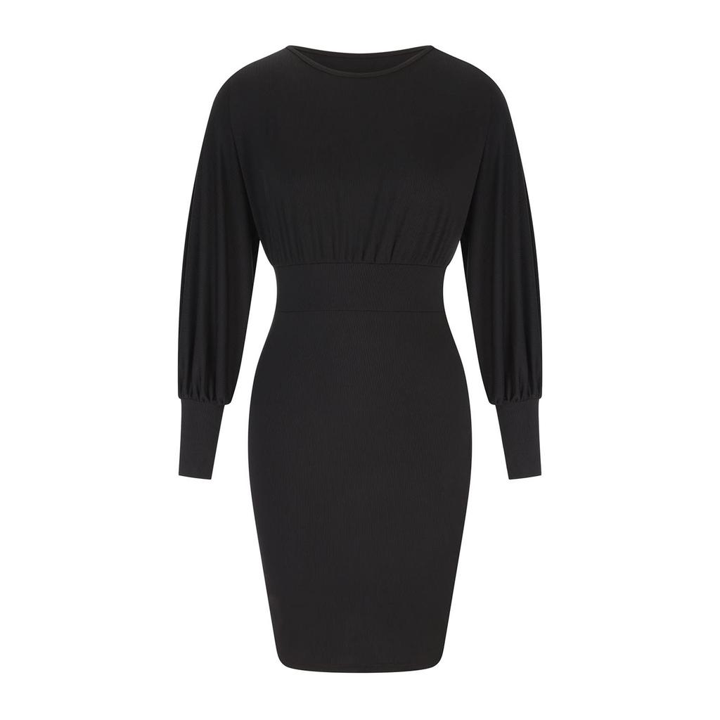 Women's Fashion Color Slim Fit Temperament Dress Knitted Doll Sleeve Skirt