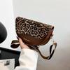 Módní klopový kryt PU kůže s leopardím potiskem Crossbody tašky pro ženy, Stylová retro obálková peněženka s nastavitelným popruhem