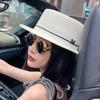 Caps Big Brim Panama Hats Summer Sunscreen Hats Letter M British Beach Caps Women Straw Hats