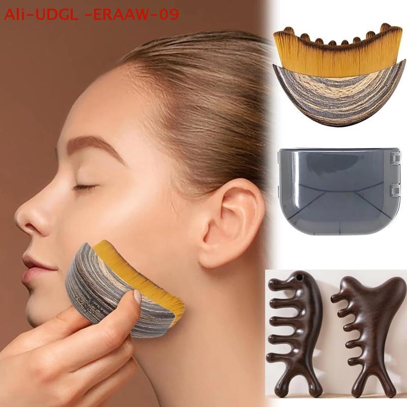 Lymfatický konturovací štětec na obličej Tělový kartáč na suché kartáčování Koupelnový kartáč Dřevěný masážní hřeben Konturování obličeje a lymfatická masáž