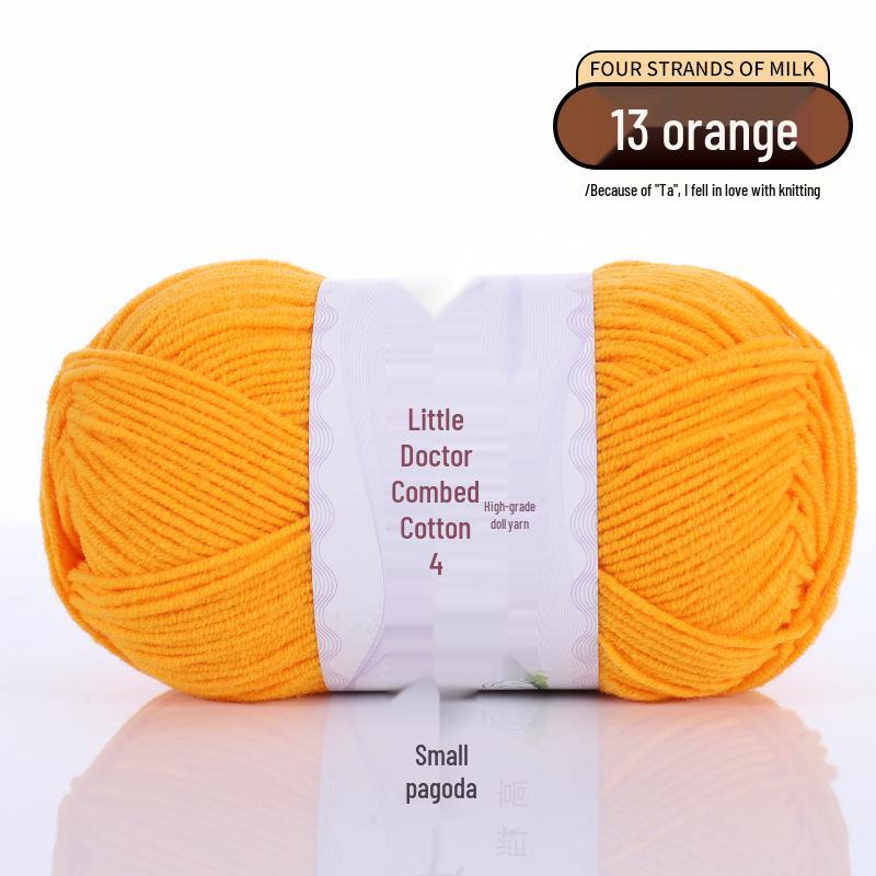 40g 4-Ply Combed Milk Cotton Yarn - Little Doctor, Medium-Thick for DIY Knitting Projects: Dolls, Cushions, Blankets