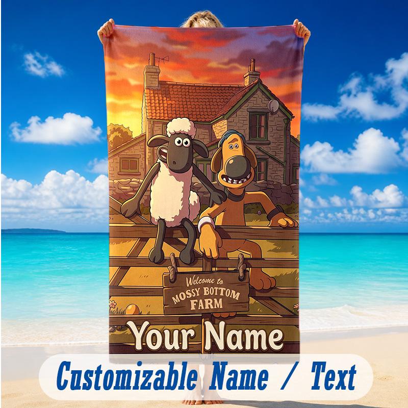 Beach Towel Custom Name Text, Quick Dry Large Towel For Beach HomeWallace & Gromit
